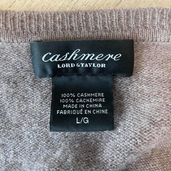 Lord Taylor 100% Cashmere Sweater | Taupe Brown | Womens Size Large - Picture 4 of 5